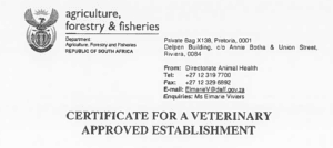 Carcass Meal Approved Establishment ZA 14/19